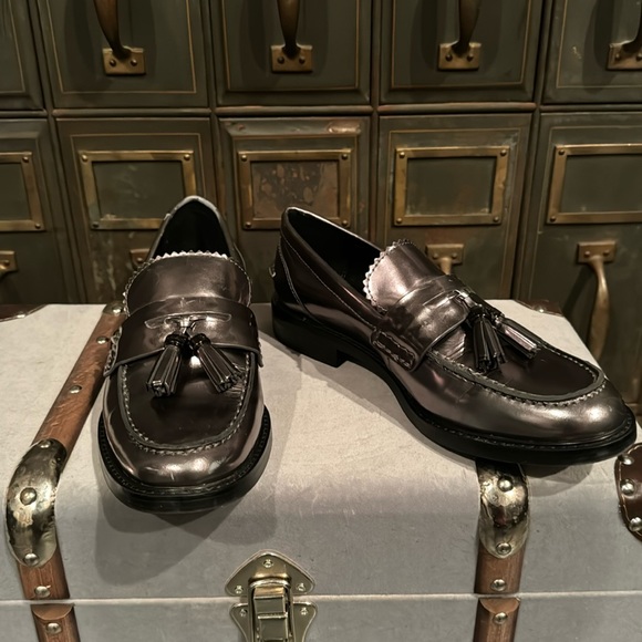 Coach Shoes - Coach Pewter Metallic Loafers